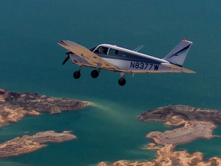 N8377W in flight over Valley of Fire