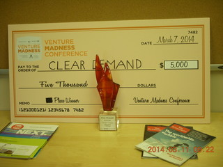 big cheque for $5000 for venture challenge for Clear Demand