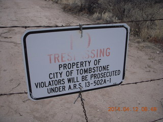 Tombstone Airport run - sign