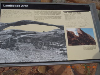 Arches National Park - Devil's Garden hike - Landscape Arch sign