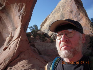 2312 8mg. Arches National Park - Devil's Garden hike - Adam at Double O Arch