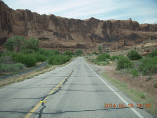 drive to Fisher Tower along highway 128