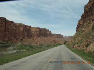 drive to Fisher Tower along highway 128