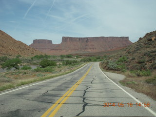 drive to Fisher Tower along highway 128