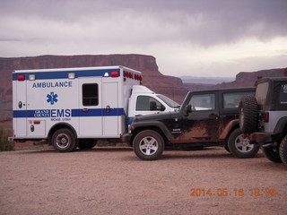 382 8mg. Fisher Tower hike - emergency crew for broken-ankle hiker