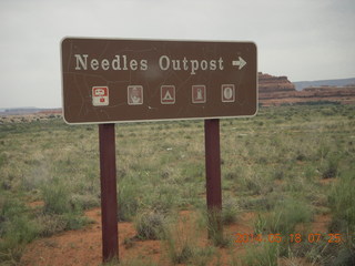 driving to Needles - Needles Outpost sign