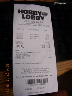 Hobby Lobby receipt