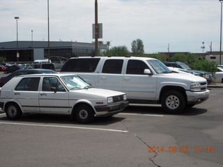 234 8q2. my car and Sean's huge Suburban