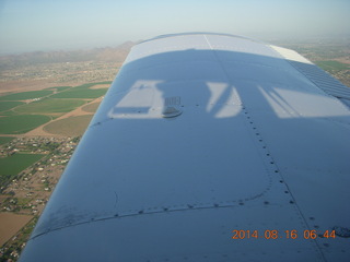 my shadow on the wing of N8377W