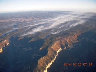 1783 8sr. aerial - Grand Canyon just after dawn - low clouds on the north rim