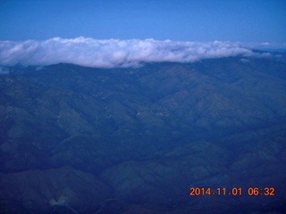 aerial - clouds over the mountains