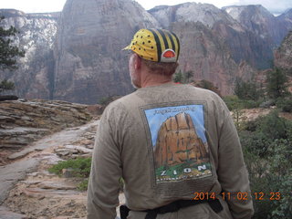 308 8t2. Zion National Park - West Rim hike - Adam and Angels Landing t-shirt and Angels Landing