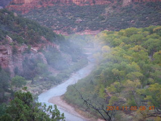 84 8t3. Zion National Park - Emerald Ponds hike - strange low clouds/fog