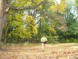 187 8t9. Curtis Arboretum - fall foliage - Adam running (tripod and timer)