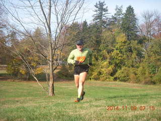 Curtis Arboretum - fall foliage - Adam running (tripod and timer)