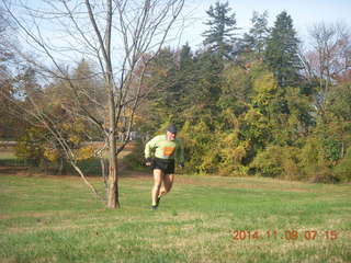 Curtis Arboretum - fall foliage - Adam running (tripod and timer)