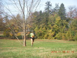 Curtis Arboretum - fall foliage - Adam running (tripod and timer)