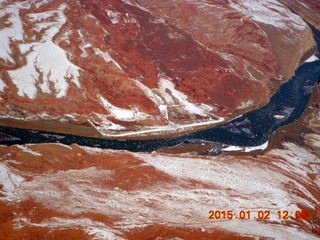 aerial - snowy canyonlands - Caveman Ranch airstrip