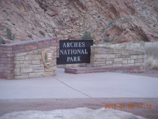 Arches National Park - Devils Garden hike - Adam in hole in the rock