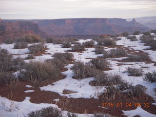 Canyonlands National Park - Lathrop trail hike - Adam at trailhead with flash