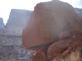 Canyonlands National Park - Lathrop trail hike - big overhanging rock