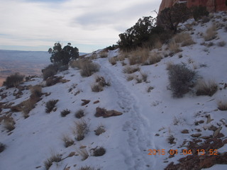 Canyonlands National Park - Lathrop trail hike - path in the snow