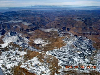 aerial - snowy canyonlands