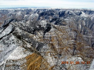 aerial - snowy canyonlands