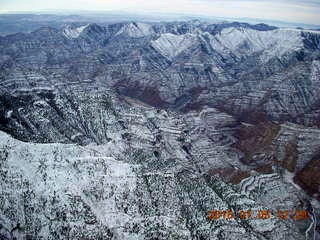 aerial - snowy canyonlands