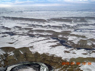 107 8v5. aerial - snowy canyonlands - Sand Wash area