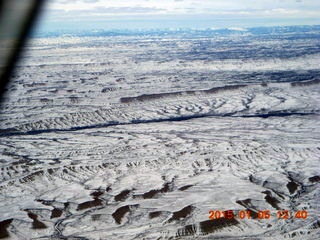 aerial - snowy canyonlands - Sand Wash area