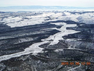 aerial - snowy canyonlands - Sand Wash airstrip