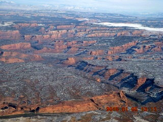 212 8v5. aerial - snowy canyonlands - Colorado hills