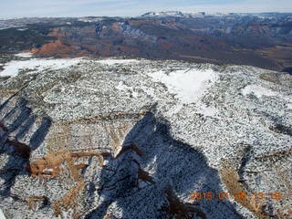 aerial - snowy canyonlands - Colorado hills