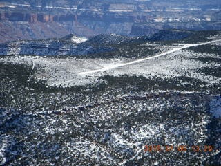 221 8v5. aerial - snowy canyonlands - Colorado hills - Dolores Point airstrip