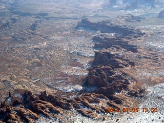 aerial - snowy canyonlands