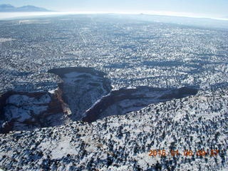 aerial - snowy canyonlands