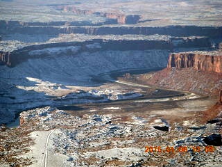 82 8v6. aerial - snowy canyonlands - Mineral Canyon airstrip