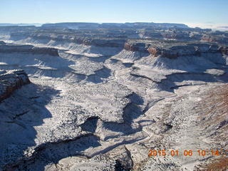 aerial - snowy canyonlands