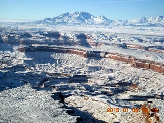 aerial - snowy canyonlands