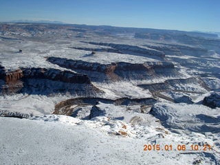 aerial - snowy canyonlands