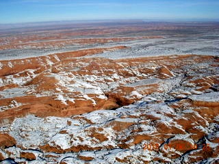 aerial - snowy canyonlands