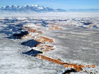 aerial - snowy canyonlands