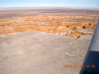 aerial - snowy canyonlands - Robbers Roost airstrip