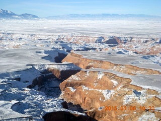 aerial - snowy canyonlands