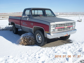 Hanksville Airport (HVE) run - snow covered plants