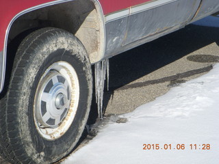 Hanksville Airport (HVE) run - icicles on old pickup truck