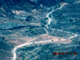 aerial - road to Desert Bar with traffic