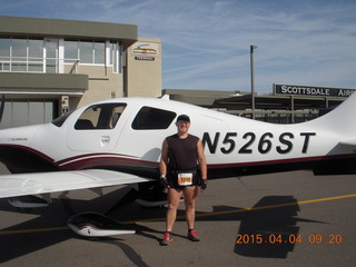 Run the Runway 5K race - Adam and Columbia airplane