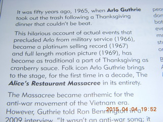 Mesa Arts Center - Arlo Guthrie program (close up)